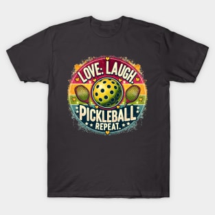 Love laugh pickleball repeat. Vintage retro pickleball T-Shirt